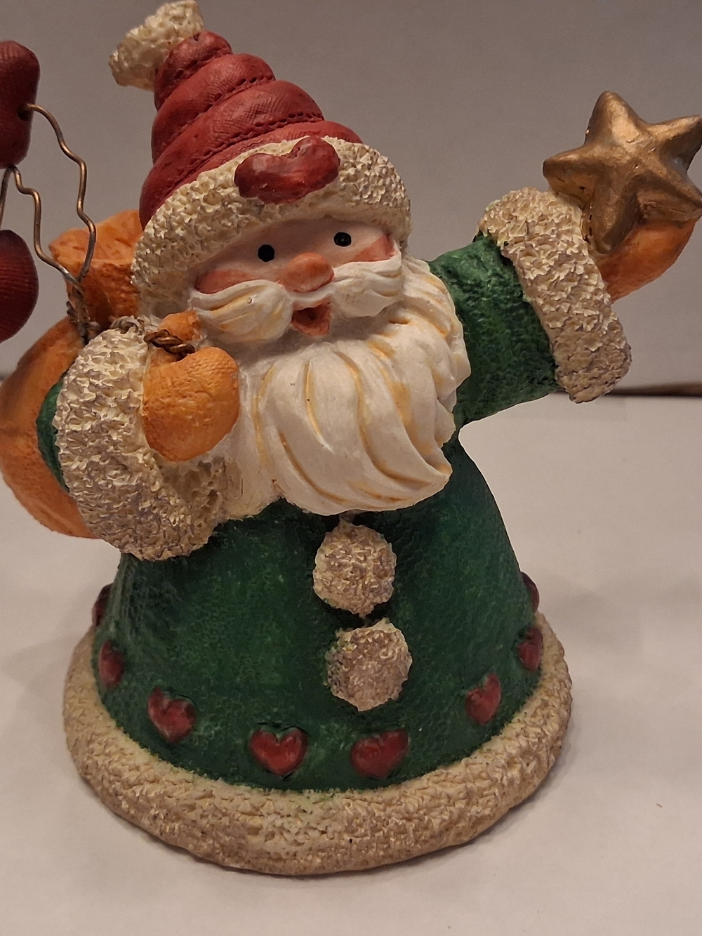 Holiday Santa Ornament Figurine - Green and Red (Vintage)